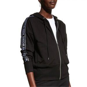Michael Kors Black Zip-Up Logo Hoodie Jacket